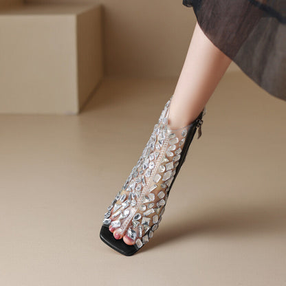 OrthoCare Plus Size Rhinestone High Heel Boots