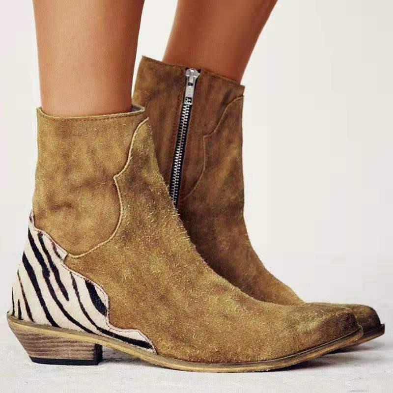 OrthoCare Pointed Low Heel Boots - Side Zip Comfort