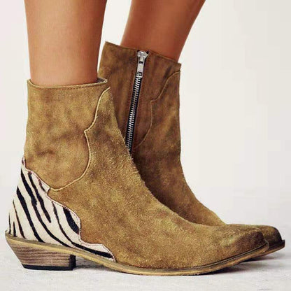 OrthoCare Pointed Low Heel Boots - Side Zip Comfort