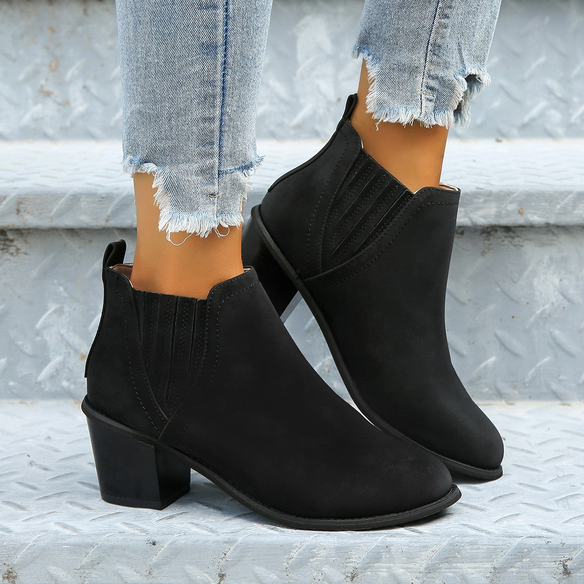 OrthoCare Ankle Boots - Thick Heel Slip-On Comfort