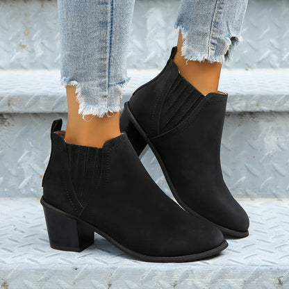 OrthoCare Ankle Boots - Thick Heel Slip-On Comfort