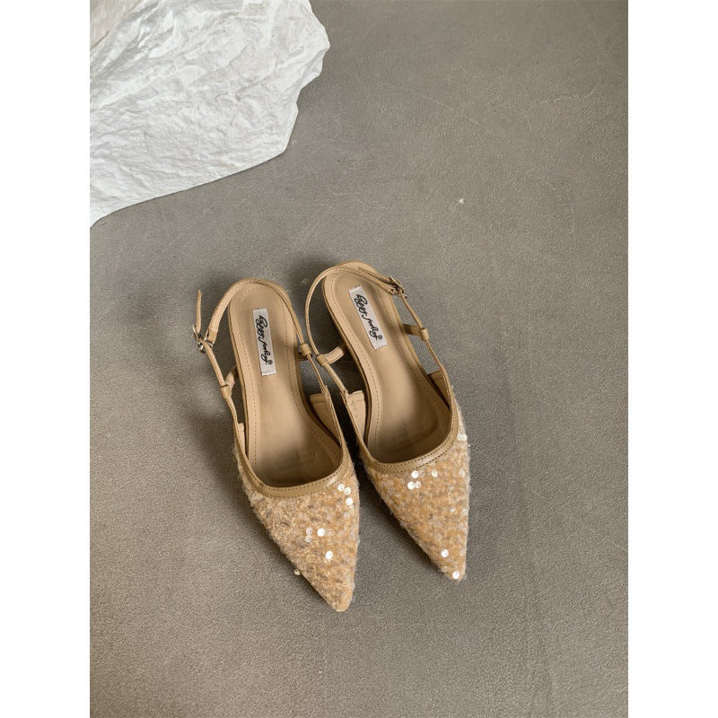 OrthoCare Silver Sequined Pumps - Unique French Style