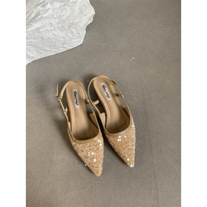 OrthoCare Silver Sequined Pumps - Unique French Style