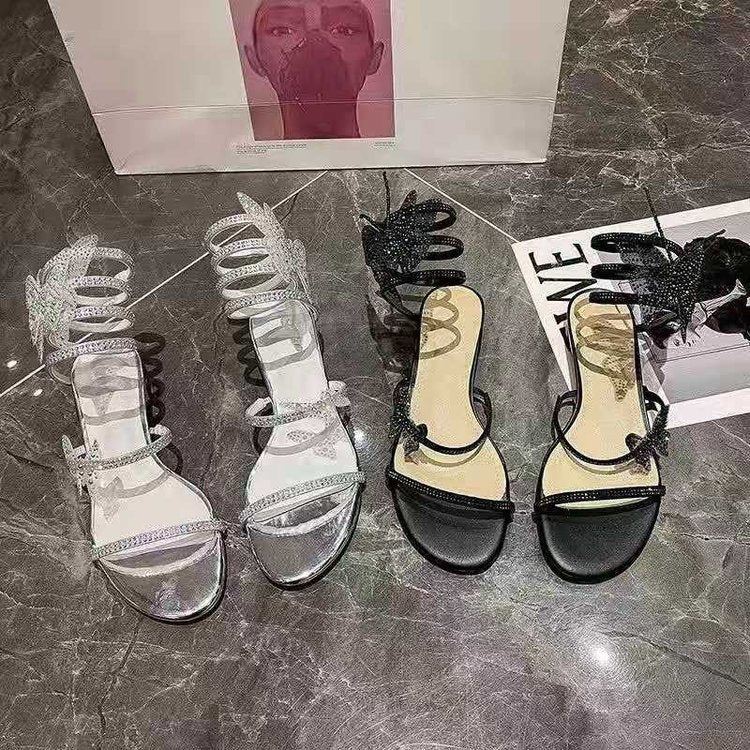 Vespera | Women’s Orthopedic Rhinestone Lace-Up Heeled Sandals
