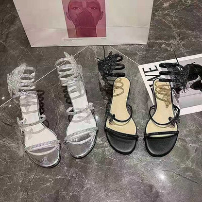 Vespera | Women’s Orthopedic Rhinestone Lace-Up Heeled Sandals