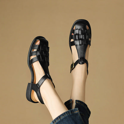 OrthoCare Low-Heeled Open Sandals - Unique Vintage Style