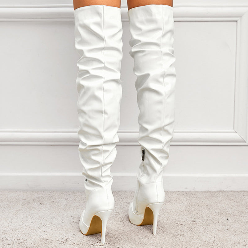 Melody | LuxeStride Orthopedic Patent Over-the-Knee Boots