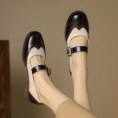OrthoCare Colorblock Leather Shoes - Square Toe