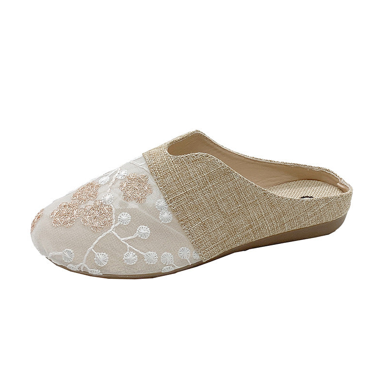 OrthoCare Floral Embroidered Slip-On House Slippers