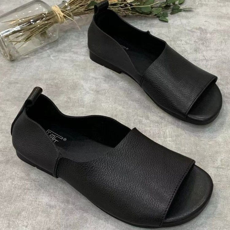 OrthoCare Soft Leather Open-Toe Comfort Shoes
