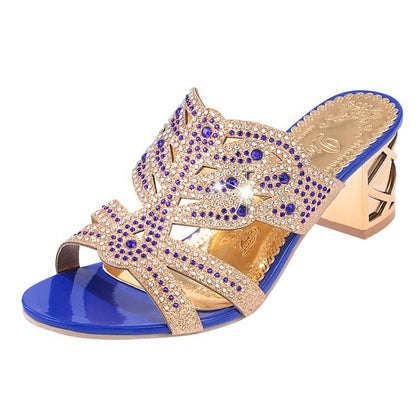 Winora | Women’s Orthopedic Rhinestone Cutout Block Heel Sandals
