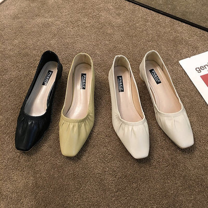 Orthopedic Low Heel Flats – Soft Leather Comfort Slip-On Dress Shoes