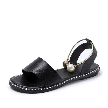 Wynella | Women’s Orthopedic Pearl Ankle Strap Flat Sandals