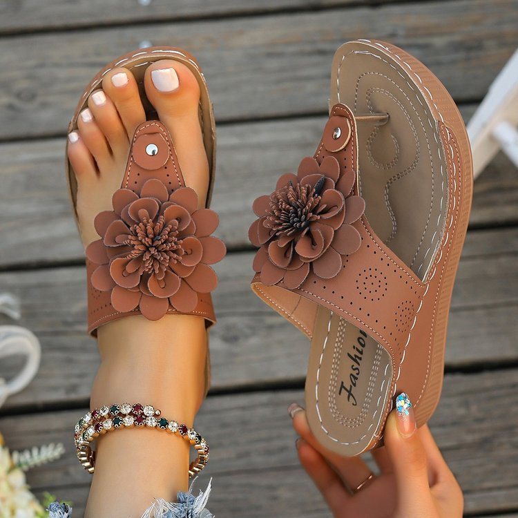 Brenna | Women’s Orthopedic Floral Wedge Slide Sandals