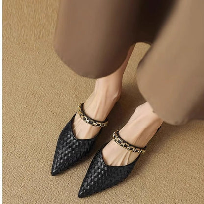 OrthoCare Flat Sandals With Low Heels And Chains - Unique Elegance