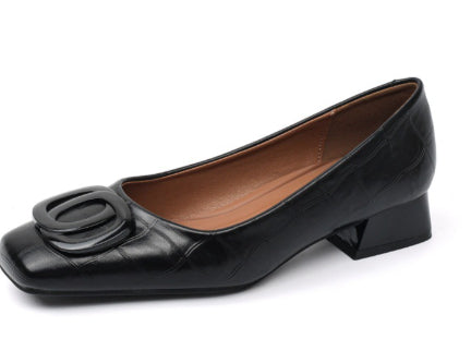 OrthoCare Leather Pumps - Square Toe Low Heel