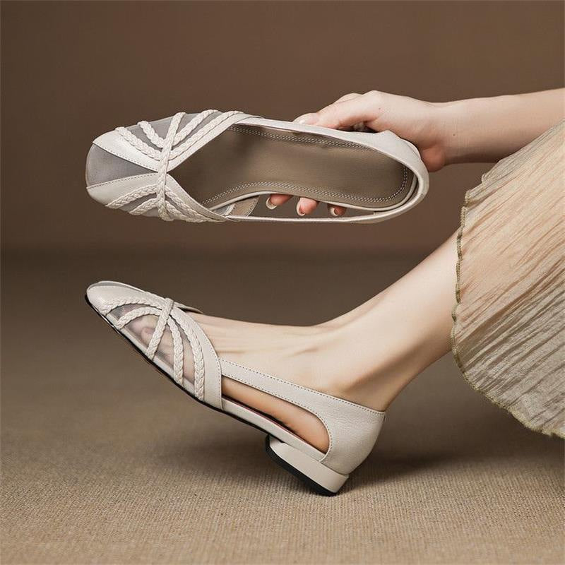 OrthoCare Pointed Toe Woven Slingback Flat Sandals