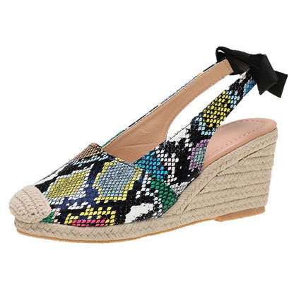 Benilde | Women’s Orthopedic Printed Espadrille Wedge Slingback Sandals