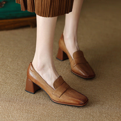 OrthoCare Low-Cut Shoes With Thick, Square Heels - Unique Elegance