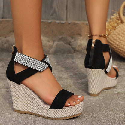 OrthoCare High-Heeled Sandals With Rhinestone Design - Summer Uniqueness