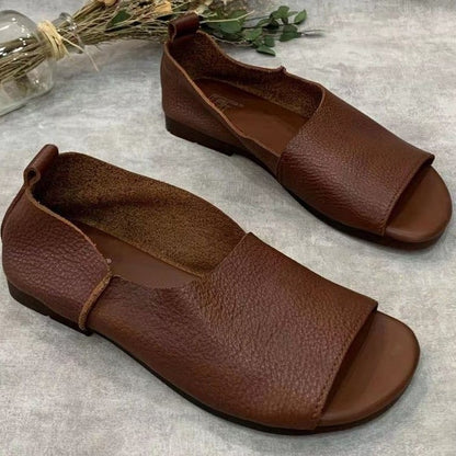 OrthoCare Soft Leather Open-Toe Comfort Shoes