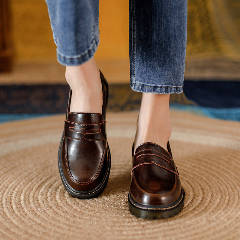 OrthoCare Leather Loafers - Round Toe Low Heel