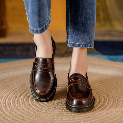 OrthoCare Leather Loafers - Round Toe Low Heel