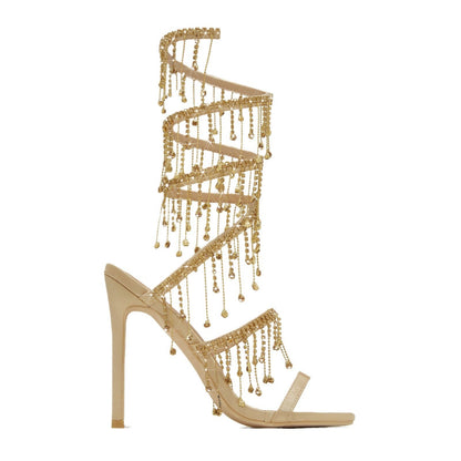 Ursella | Women’s Orthopedic Rhinestone Wraparound Stiletto Sandals