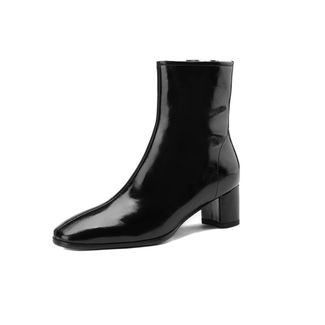 Celeste | Orthopedic Fur-Lined Side-Zip Leather Block Heel Boots