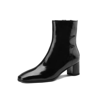 Celeste | Orthopedic Fur-Lined Side-Zip Leather Block Heel Boots