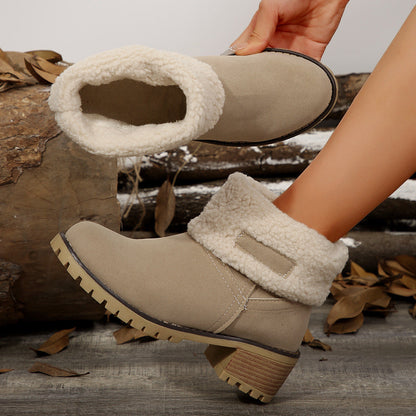 Helena | Orthopedic Fur-Lined Mid-Calf Suede Block Heel Winter Boots