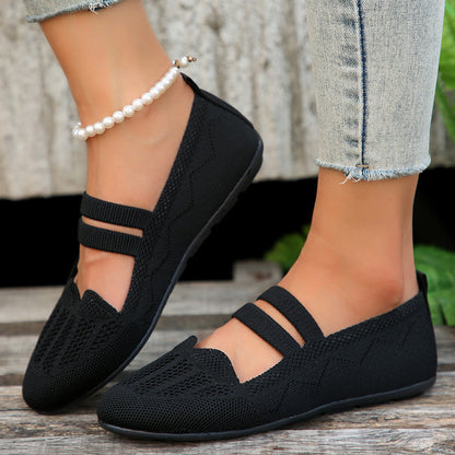 OrthoCare Women’s Knit Mary Jane Flats – Breathable Lightweight Comfort Shoes