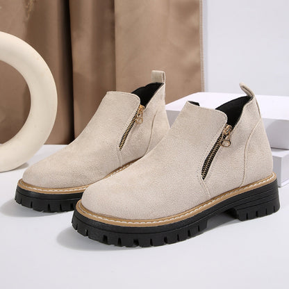 OrthoCare Suede Ankle Boots - Side Zipper Comfort