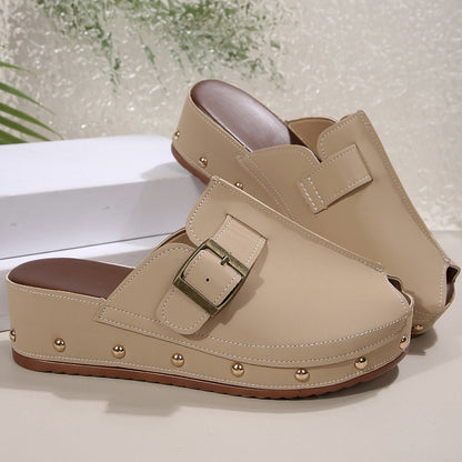 Romilly | Women’s Orthopedic Buckle Platform Clog Mules