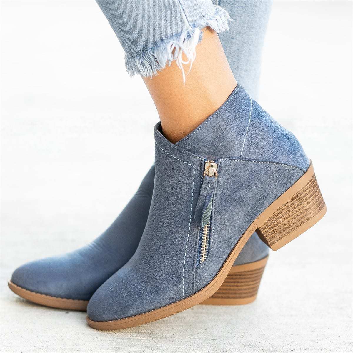 Magdalena | Orthopedic Side-Zip Suede Block-Heel Ankle Boots