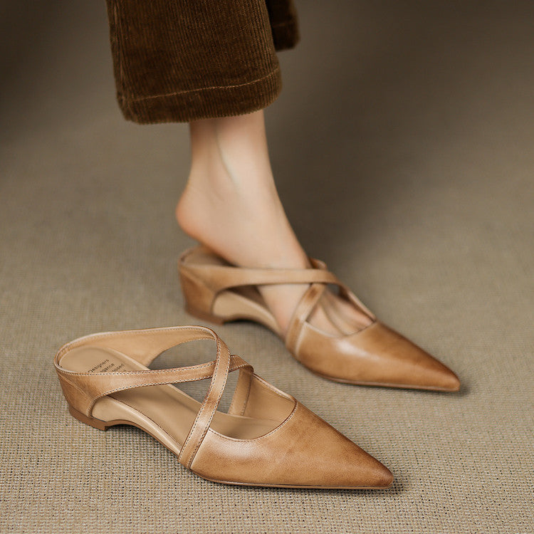 OrthoCare Cowhide Mules - Pointed Toe Comfort