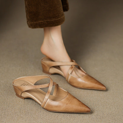 OrthoCare Cowhide Mules - Pointed Toe Comfort