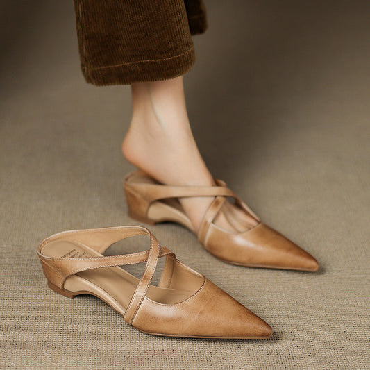 OrthoCare Cowhide Mules - Pointed Toe Comfort