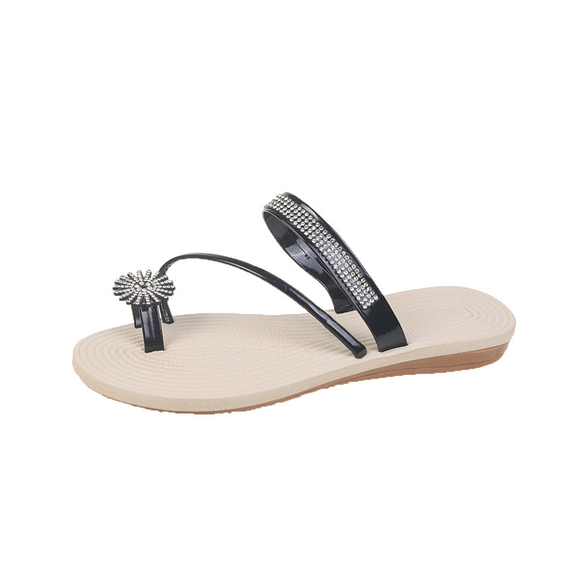 Gardenia | Women’s Orthopedic Rhinestone Toe Ring Flat Sandals