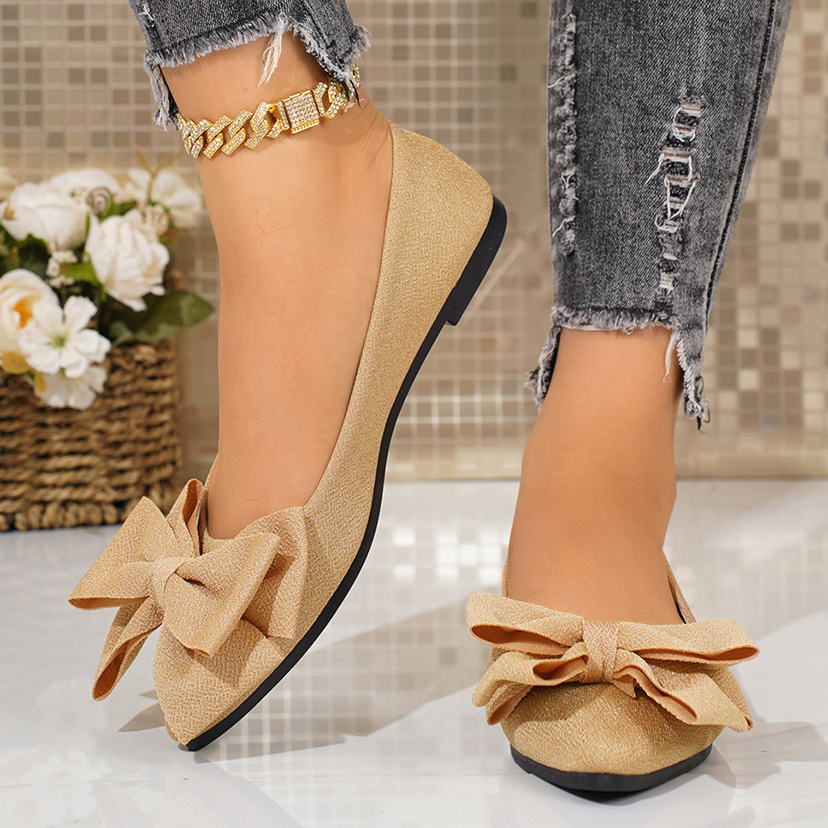 OrthoCare Slip-On Shoes In Larger Sizes With An Elegant Bow