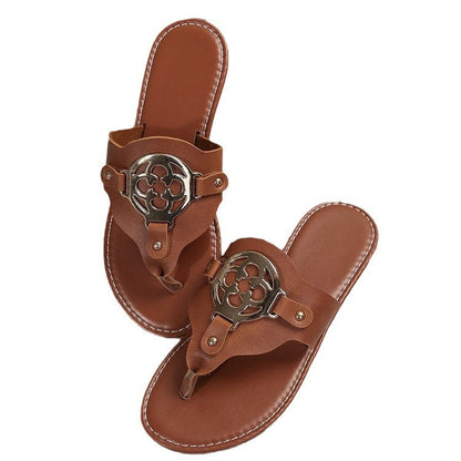 Tristelle | Women’s Orthopedic Floral Medallion Toe Ring Sandals