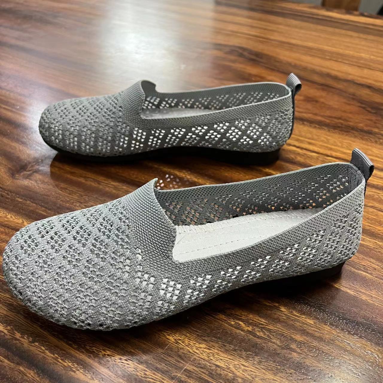 Orthopedic Breathable Slip-On Flats – Lightweight Perforated Comfort Walking Shoes
