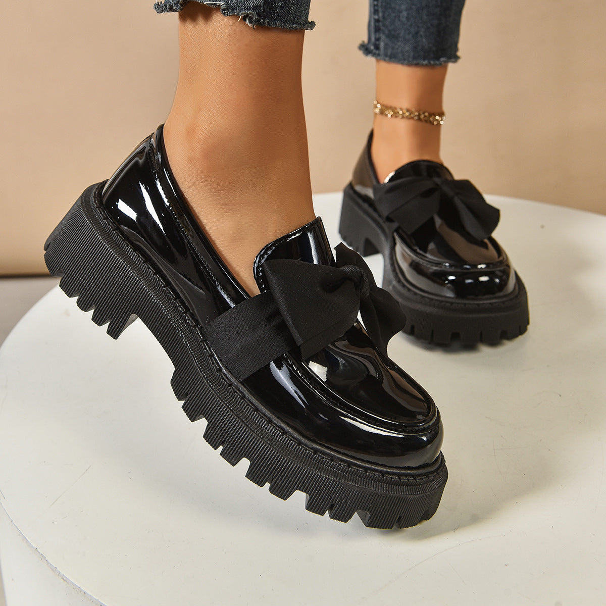 OrthoCare Vintage Loafers With Bow - Unique Elegance
