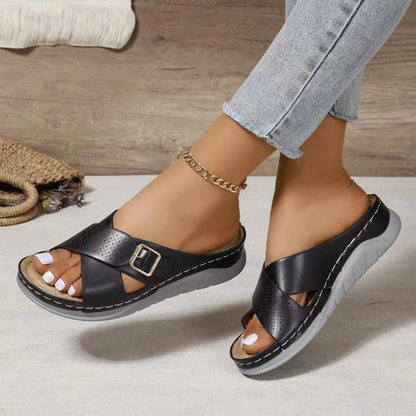 OrthoCare Woven Comfort Wedge Sandals