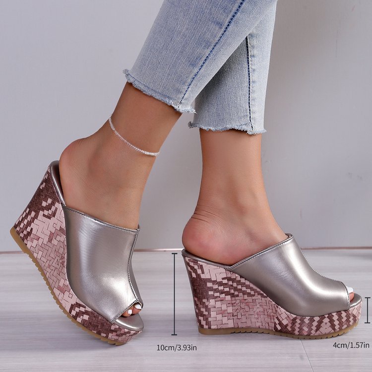 OrthoCare Peep Toe Platform Wedge Mule Sandals