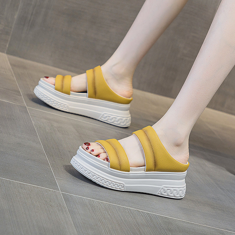 OrthoCare Double Strap Platform Comfort Slide Sandals