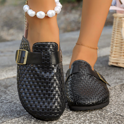 OrthoCare Leather Mules With A Single Buckle And Cork Sole