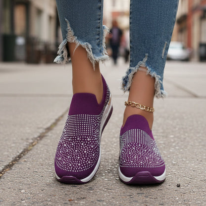 OrthoCare Rhinestone Slip-On Sneakers – Sparkly Lightweight Walking Shoes