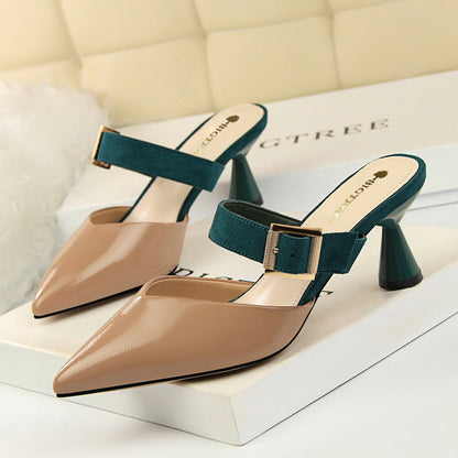 Anais | Women’s Orthopedic Pointed Toe Buckle Slingback Mule Pumps