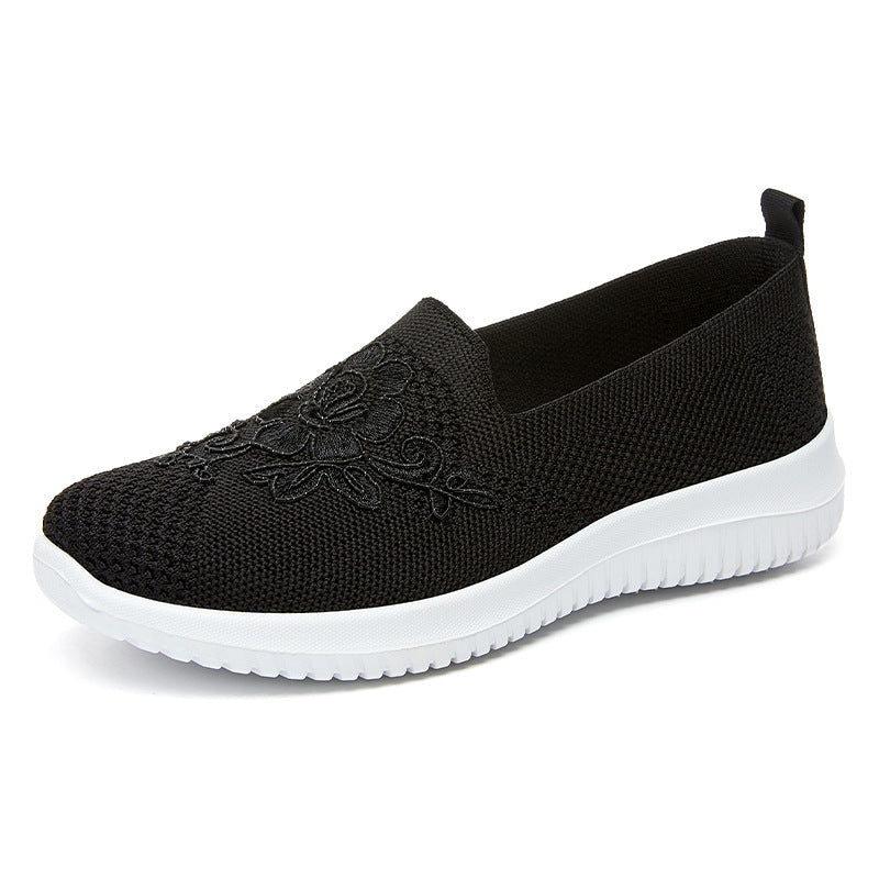 Orthopedic Embroidered Slip-On Sneakers – Lightweight Breathable Comfort Walking Shoes